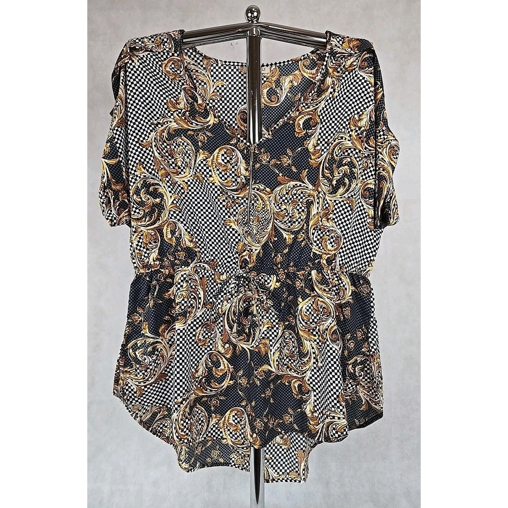 Mileage Shirt Womens Size 3X Top‎ Stretch Waist Short Sleeve V-Neck NEW